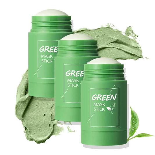 Green Tea Clay Stick For Face, Green Mask Stick Smear Acne Shrink Blackhead Green Tea Extract Facial Mask Pore Cleansing