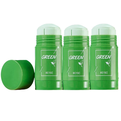 Green Tea Clay Stick For Face, Green Mask Stick Smear Acne Shrink Blackhead Green Tea Extract Facial Mask Pore Cleansing