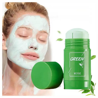 Green Tea Clay Stick For Face, Green Mask Stick Smear Acne Shrink Blackhead Green Tea Extract Facial Mask Pore Cleansing